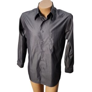 Milano Uomo Black Sheen Long Sleeve Shirt Size 15 32/33